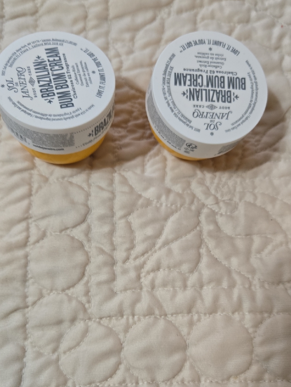 Bundle of 2 50ml Sol de Janeiro Brazilian Bum Bum Cream - Yellow Jars (Pair)